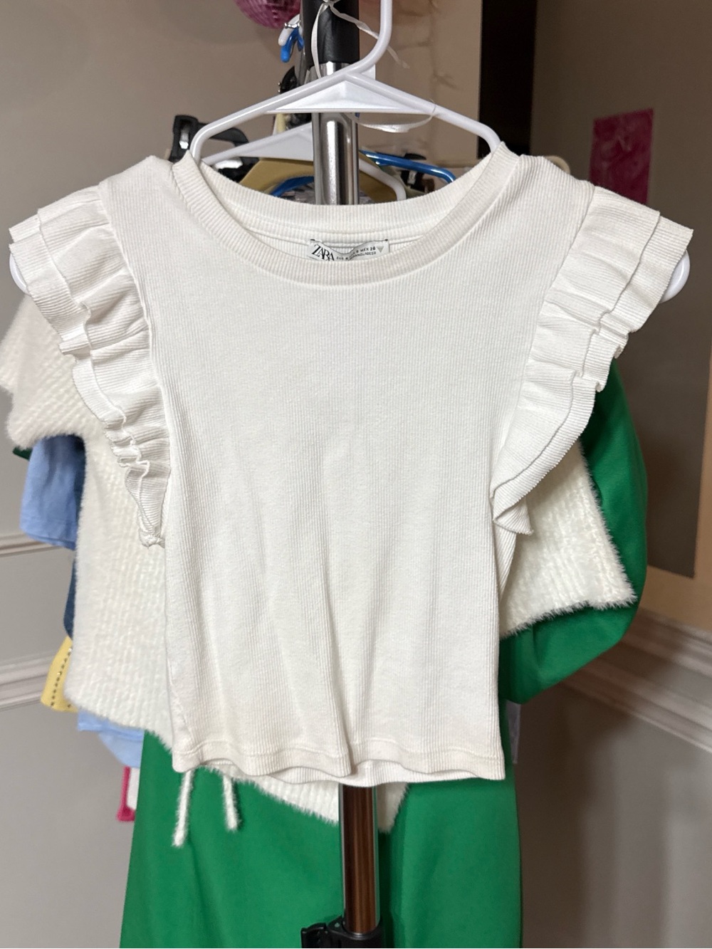 Zara Kids White Ruffle Sleeve Tank Top